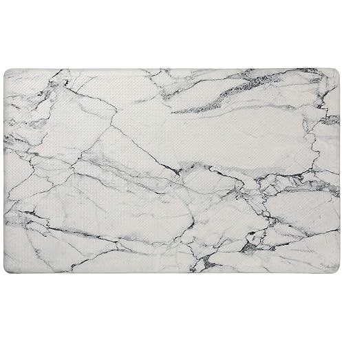 SoHome Cozy Living Anti Fatigue Mat Kitchen Mat Non Slip Stain Resistant Easy Clean 1/2 Inch Thick Kitchen Floor Mats  Marble White 20'' x 36''